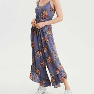 American Eagle Outfitters Floral Purple Jumpsuit